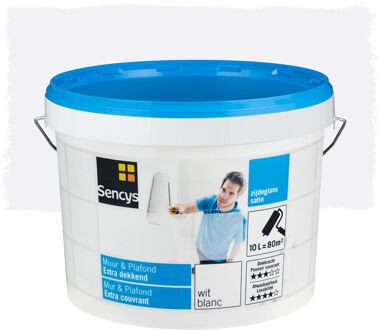 Sencys Muur & Plafond Muurverf - Zijdeglans - Wit - 10l