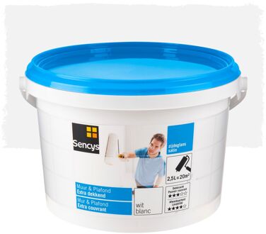 Sencys Muur & Plafond Muurverf - Zijdeglans - Wit - 2,5l