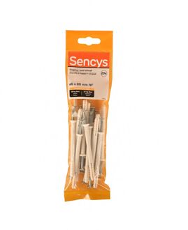 Sencys Nagelplug Nylon - Diam. 6x80mm - 20 Stuks