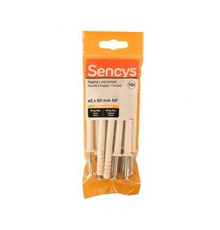Sencys Nagelplug Nylon - Diam. 8x80mm - 10 Stuks
