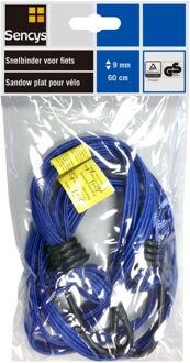 Sencys Platte Snelbinder Met Haak Voor Fiets Blauw 9mmx60cm