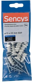 Sencys Plug Voor Gipsplaat Nylon - Diam. 13x22mm - 10 Stuks
