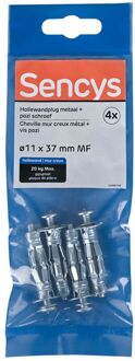 Sencys Plug Voor Gipsplaat Staal - Diam. 11x37mm - 4 Stuks