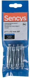 Sencys Plug Voor Gipsplaat Staal - Diam. 11x52mm - 4 Stuks