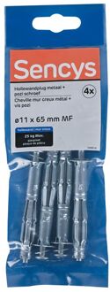 Sencys Plug Voor Gipsplaat Staal - Diam. 11x65mm - 4 Stuks