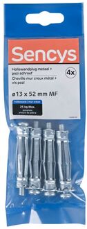 Sencys Plug Voor Gipsplaat Staal - Diam. 13x52mm - 4 Stuks
