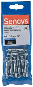 Sencys Plug Voor Gipsplaat Staal - Diam. 8x38mm - 8 Stuks