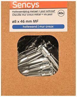 Sencys Plug Voor Gipsplaat Staal - Diam. 8x46mm - 40 Stuks