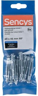 Sencys Plug Voor Gipsplaat Staal - Diam. 8x46mm - 8 Stuks