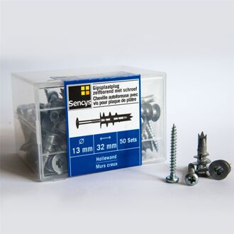 Sencys Plug Voor Gipsplaat Zelfrijdend Zink - Diam. 13x32mm - 50 Stuks