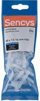 Sencys Plug Voor Holle Wand Nylon - Diam. 8mm - 20 Stuks