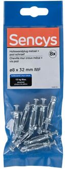 Sencys Plug Voor Holle Wand Staal - Diam. 8x32mm - 8 Stuks