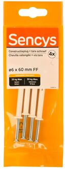 Sencys Plug Voor Kozijn Nylon - Diam. 6x60mm - 4 Stuks