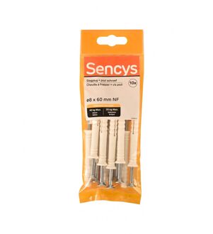 Sencys Plug Voor Nagelbevestiging Nylon - Diam. 8x60mm - 10 Stuks