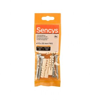 Sencys Plug Voor Volle Wand Kunststof - Diam. 10x50mm - 4 Stuks