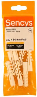 Sencys Plug Voor Volle Wand Nylon - Diam. 10x50mm - 10 Stuks