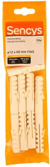 Sencys Plug Voor Volle Wand Nylon - Diam. 12x60mm - 10 Stuks