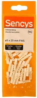 Sencys Plug Voor Volle Wand Nylon - Diam. 5x25mm - 30 Stuks