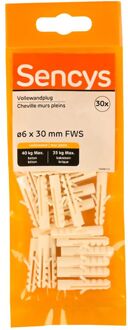 Sencys Plug Voor Volle Wand Nylon - Diam. 6x30mm - 30 Stuks
