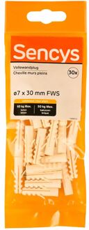 Sencys Plug Voor Volle Wand Nylon - Diam. 7x30mm - 30 Stuks