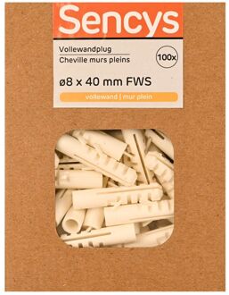Sencys Plug Voor Volle Wand Nylon - Diam. 8x40mm - 100 Stuks