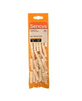 Sencys Plug Voor Volle Wand Nylon - Diam. 8x40mm - 30 Stuks