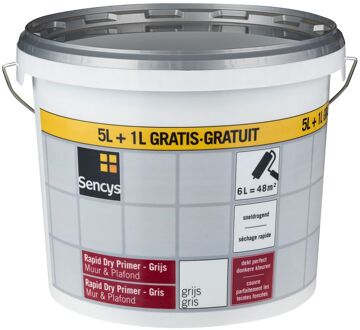 Sencys Rapid Dry Primer - Muur En Plafond - Mat Grijs - 6l