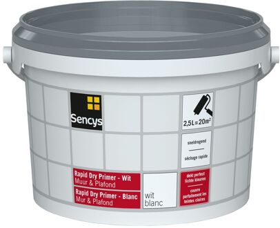 Sencys Rapid Dry Primer - Muur En Plafond - Mat Wit - 2,5l