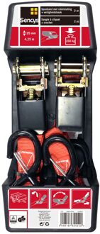 Sencys Ratelsjorband Zwart Met Haak - 4,25mx25mm - 250kg - 2 Stuks