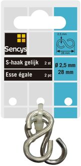 Sencys S-haak - Gegalvaniseerd - Gelijk - Diam. 2,5x28mm - 2 Stuks