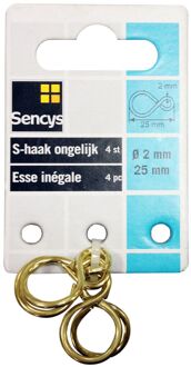 Sencys S-haak - Messing - Ongelijk - 2x25mm - 2 Stuks