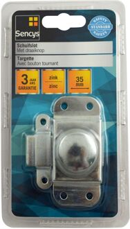 Sencys Schuifslot Met Draaiknop - Zink - 35 Mm
