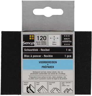 Sencys Schuurpad - P120 - Zwart - 70x100mm