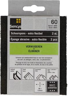 Sencys Schuurpad - P60 - Zwart - 120x98x13mm - 2 Stuks
