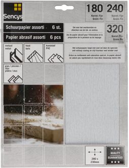 Sencys Schuurvel - P180/240/320 - Stearaat Wit - 230x280mm - 6 Stuks