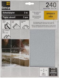 Sencys Schuurvel - P240 - Stearaat Wit - 230x280mm - 3 Stuks
