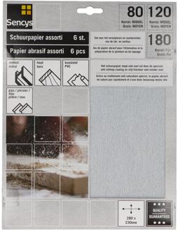 Sencys Schuurvel - P80/120/180 - Stearaat Wit - 230x280mm - 6 Stuks