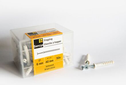 Sencys Slagplug Kunststof - Diam. 6x40mm - 50 Stuks