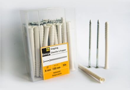 Sencys Slagplug Kunststof - Diam. 8x100 Mm - 30 Stuks