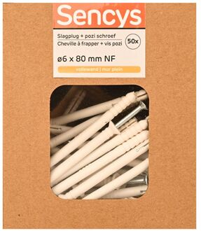 Sencys Slagplug Nylon - Diam. 6x80mm - 50 Stuks