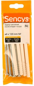 Sencys Slagplug Nylon - Diam. 8x120mm - 4 Stuks