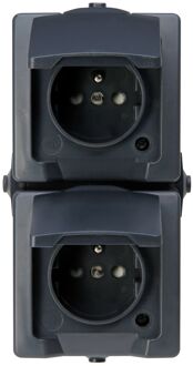 Sencys Spatwaterdicht Stopcontact Denver Verticaal Penaarde 2-polig Antraciet Ip44