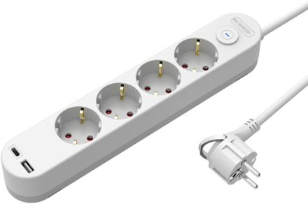 Sencys Stekkerdoos 4-voudig Met Usb A+c Wit 3 Meter