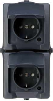 Sencys Stopcontact Denver Geaard 2-voudig Verticaal Antraciet