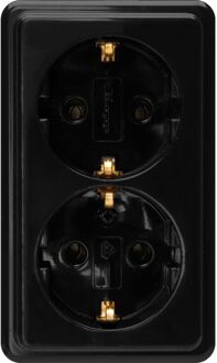 Sencys Stopcontact Tuleda Geaard 2-voudig Zwart