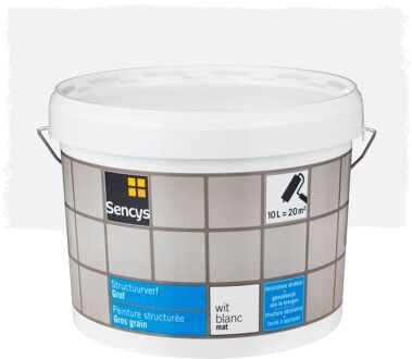 Sencys Structuurverf Grof Mat Wit 10l