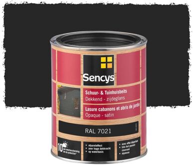 Sencys Tuinhoutbeits Tuinhuis En Schutting Dekkend Zijdeglans Ral7021 0,75l