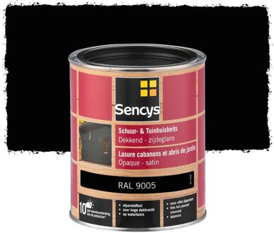 Sencys Tuinhoutbeits Tuinhuis En Schutting Dekkend Zijdeglans Ral9005 0,75l