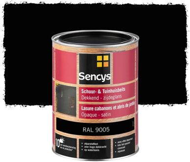 Sencys Tuinhoutbeits Tuinhuis En Schutting Dekkend Zijdeglans Ral9005 2,5l