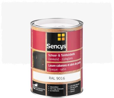 Sencys Tuinhoutbeits Tuinhuis En Schutting Dekkend Zijdeglans Ral9016 2,5l